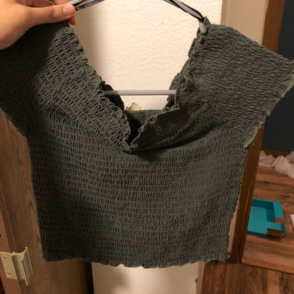 LA hearts off the shoulder top